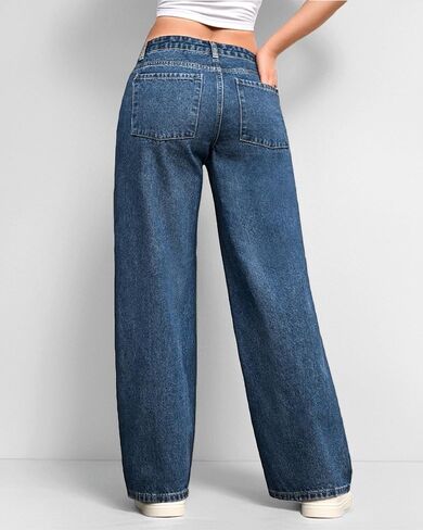 Baggy Jeans Woman Vintage Wide Leg Loose Fit Denim Pants Comfortable Strech Mid Waist Boyfriend Jeans in Saudi Arabia