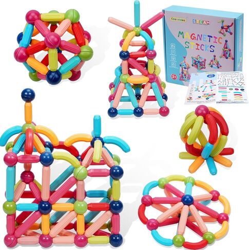 COUOMOXA Magnetic Building Blocks for Toddlers: STEM Educational Toys for 3 4 5+ Years Old Kids - Magnetic Stick Montessori Game for Family for Boys Girls 3-5 in Saudi Arabia