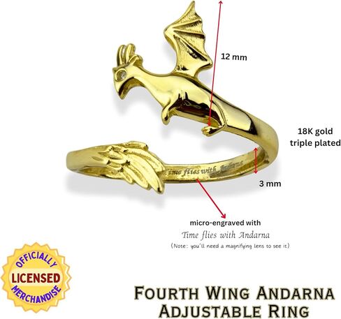 FOURTH WING Andarna Dragon Wing Adjustable Ring Rebecca Yarros Stackable Statement Midi Circlet Licensed Merch in Kuwait