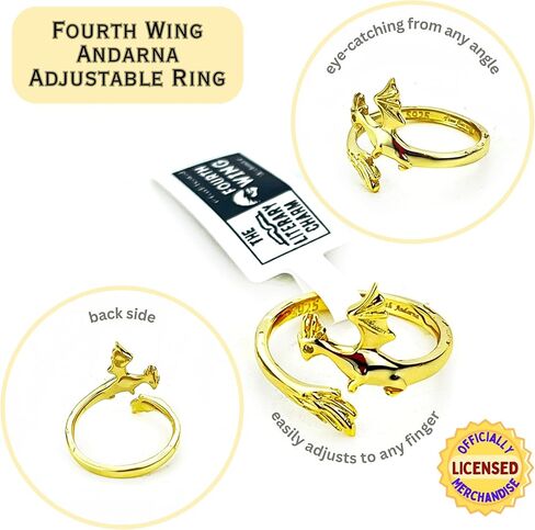 FOURTH WING Andarna Dragon Wing Adjustable Ring Rebecca Yarros Stackable Statement Midi Circlet Licensed Merch in Kuwait