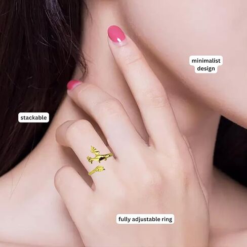 FOURTH WING Andarna Dragon Wing Adjustable Ring Rebecca Yarros Stackable Statement Midi Circlet Licensed Merch in Kuwait