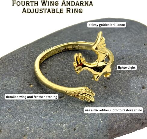 FOURTH WING Andarna Dragon Wing Adjustable Ring Rebecca Yarros Stackable Statement Midi Circlet Licensed Merch in Kuwait