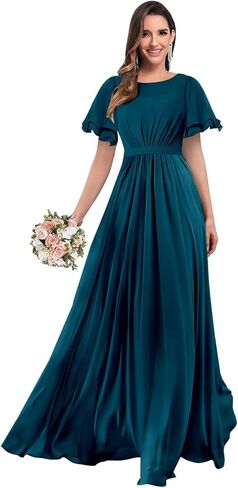 Mollyevers Modest Chiffon Bridesmaid Dresses for Women with Sleeves Long Formal Evening Gowns in Saudi Arabia