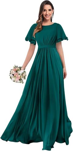 Mollyevers Modest Chiffon Bridesmaid Dresses for Women with Sleeves Long Formal Evening Gowns in Saudi Arabia