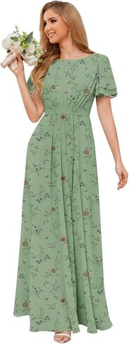 Mollyevers Modest Chiffon Bridesmaid Dresses for Women with Sleeves Long Formal Evening Gowns in Saudi Arabia