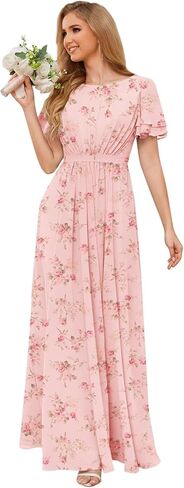 Mollyevers Modest Chiffon Bridesmaid Dresses for Women with Sleeves Long Formal Evening Gowns in Saudi Arabia