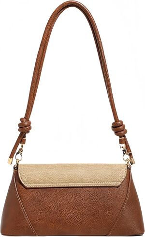 Vintage Flap Purse Small Shoulder Tote Bag Wide Flat Bottom for Women, Caramel Color in Saudi Arabia