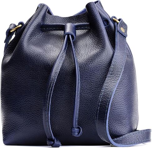 Portland Leather Goods Bucket Bag – Leather Crossbody Purse w/Drawstring Opening – Handmade from the Finest Full-Grain Hides in Saudi Arabia