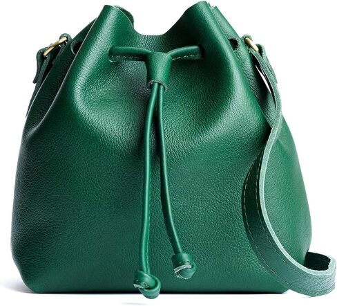 Portland Leather Goods Bucket Bag – Leather Crossbody Purse w/Drawstring Opening – Handmade from the Finest Full-Grain Hides in Saudi Arabia