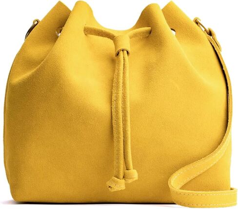 Portland Leather Goods Bucket Bag – Leather Crossbody Purse w/Drawstring Opening – Handmade from the Finest Full-Grain Hides in Saudi Arabia