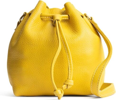 Portland Leather Goods Bucket Bag – Leather Crossbody Purse w/Drawstring Opening – Handmade from the Finest Full-Grain Hides in Saudi Arabia