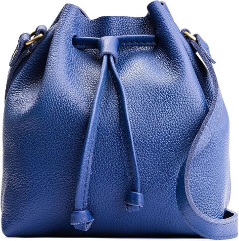 Portland Leather Goods Bucket Bag – Leather Crossbody Purse w/Drawstring Opening – Handmade from the Finest Full-Grain Hides in Saudi Arabia