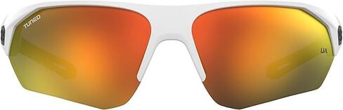 نظارات شمسية Ocu-Kit Under Armour للرجال Playmaker 0001/G/S إطار أبيض 04NL/50 عدسات برتقالية 72 مم نظارة شمسية ملفوفة بنصف حافة - حزمة حزمة العناية بالنظارات in Saudi Arabia