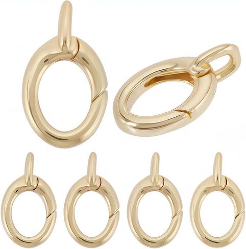 SUNNYCLUE 1 Box 6Pcs Jewelry Oval Clasp Small Carabiner Ring Jewelry Real 18K Gold Plated Brass Spring Gate Trigger Keyring Snap Hook Buckle for Purse Jewelry Making Bracelet Bags Lanyard DIY Crafts in Saudi Arabia