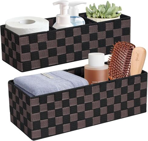 صناديق مدقق مدقق مدقق 2 حزمة ، 16 بوصة منظم مكتب الأسلاك المعدنية الشريط ، سلال درج أرجاء ، حاويات تخزين ورق التواليت كونترتوب (بالأبيض والأسود) in Kuwait