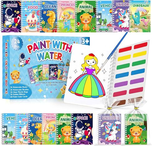Elover 24pcs الطلاء مع كتب المياه للأطفال الحفلات تفضل تلوين المياه اللوحة الرسم مجموعة للأطفال الأعمار in Kuwait