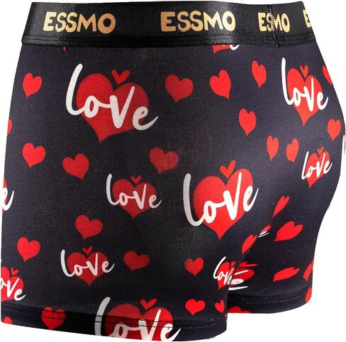 Mens Boxer Briefs Regular Long Casual 4 Way Stretch Soft Underwear for Men Hearts and Red Lips 5 Pack in Saudi Arabia