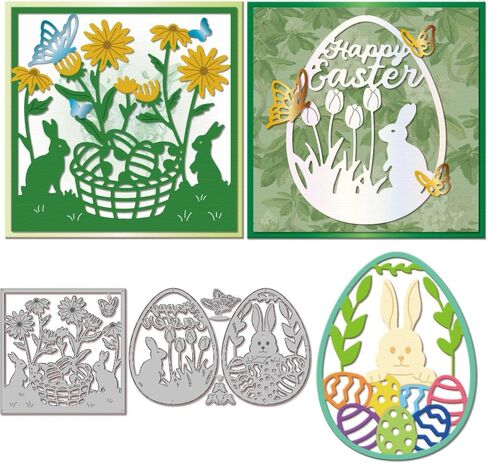 GLOBLELAND Easter Frame Word Dies Metal Happy Easter Die Cuts Rabbit and Egg Cutting Embossing Templates for Scrapbooking Crafts Paper Cards Making in Saudi Arabia