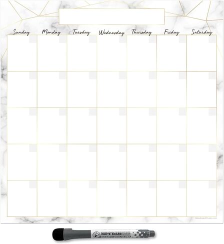 Dry Erase Monthly Calendar Planner Sticker Decal | Removable & Reusable | Magnetic Fine-Tip Marker Included (9 x 12 inches, Watercolor) in Saudi Arabia