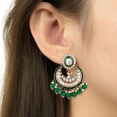 I Jewels Gold Plated Traditional Handcrafted Kundan & Pearl Necklace Jewellery Earring Set in Saudi Arabia