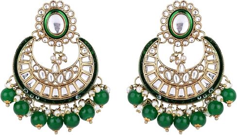 I Jewels Gold Plated Traditional Handcrafted Kundan & Pearl Necklace Jewellery Earring Set in Saudi Arabia