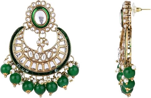 I Jewels Gold Plated Traditional Handcrafted Kundan & Pearl Necklace Jewellery Earring Set in Saudi Arabia
