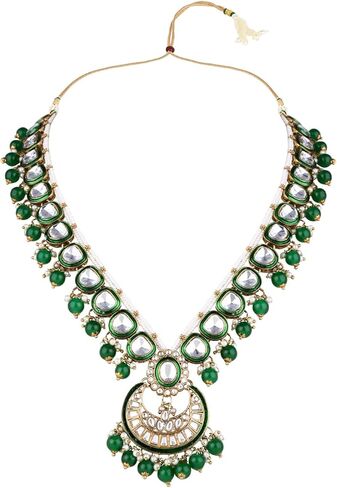 I Jewels Gold Plated Traditional Handcrafted Kundan & Pearl Necklace Jewellery Earring Set in Saudi Arabia