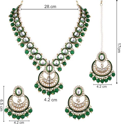 I Jewels Gold Plated Traditional Handcrafted Kundan & Pearl Necklace Jewellery Earring Set in Saudi Arabia