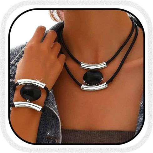 CLOACE Necklace Set Boho Double-Layer Pendant Necklace Bracelet Sets Vintage Fashion Jewelry for Women in Saudi Arabia