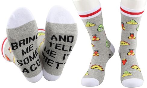 POFULL Taco Gift Taco Lovers Socks Mexican Food Gift Bring Me Some Tacos And Tell Me I’m Pretty Novelty Socks (US, Alpha, One Size, Regular, Regular, SOME TACOS) in Saudi Arabia