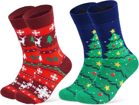 2 Pairs Christmas Socks for Men Women Unisex Winter Socks Christmas Gifts Holiday Patterned Sock for Adult in Saudi Arabia