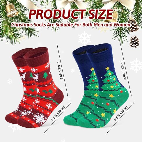 2 Pairs Christmas Socks for Men Women Unisex Winter Socks Christmas Gifts Holiday Patterned Sock for Adult in Saudi Arabia