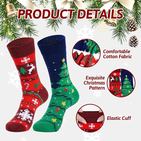 2 Pairs Christmas Socks for Men Women Unisex Winter Socks Christmas Gifts Holiday Patterned Sock for Adult in Saudi Arabia