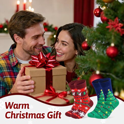 2 Pairs Christmas Socks for Men Women Unisex Winter Socks Christmas Gifts Holiday Patterned Sock for Adult in Saudi Arabia