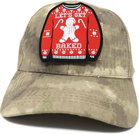Let's Get Baked Gingerbread Man Ugly Sweater PVC Rubber Tactical Patch | Christmas Hook and Loop Patch in Saudi Arabia