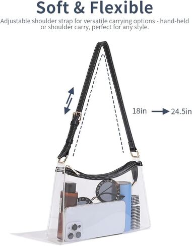 Clear Bag for Stadium Events – Women's Clear Shoulder Bag – Transparent Bag for Concerts, Sports Events and Game Days in Saudi Arabia