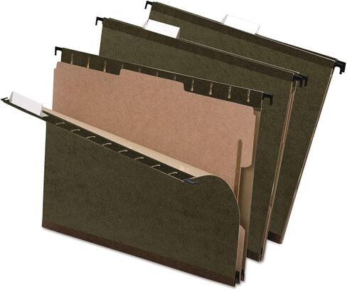 Pendaflex 59253 SureHook Reinforced Hanging Folder, 1 Divider, Letter, 1/5 Tab, Green (Box of 10) in Saudi Arabia