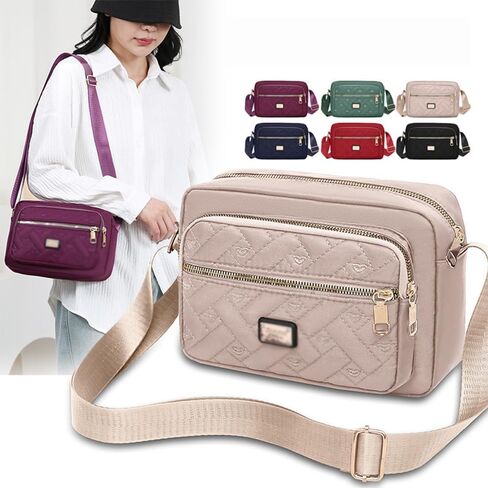 Oxford Cloth Multi-zipper Ladies Messenger Bag Shoulder Bag Fashionable Embroidery Pattern Large Capacity Messenger Bag in Saudi Arabia