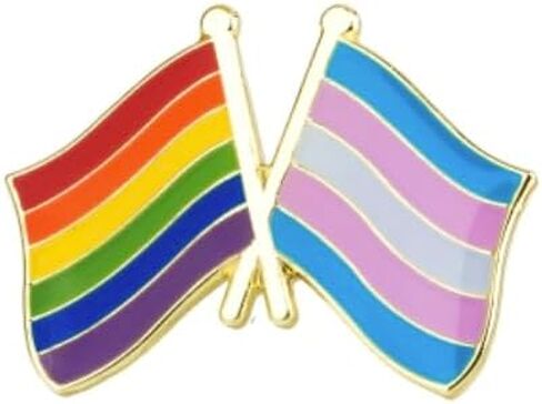 دبوس طية صدر السترة ذو أعلام مزدوجة للمتحولين جنسيًا مقاس 1 × 3/4 بوصة يدعم LGBTQ in Saudi Arabia