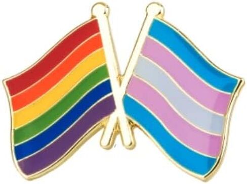 دبوس طية صدر السترة ذو أعلام مزدوجة للمتحولين جنسيًا مقاس 1 × 3/4 بوصة يدعم LGBTQ in Saudi Arabia