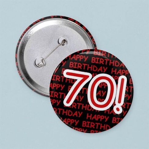 زر CafePress Happy 70th لعيد الميلاد مقاس 2.25 سم، زر دائري بظهر خلفي in Kuwait