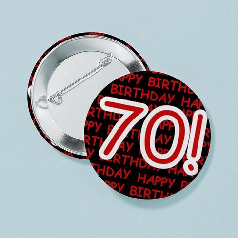 زر CafePress Happy 70th لعيد الميلاد مقاس 2.25 سم، زر دائري بظهر خلفي in Kuwait