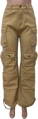 Tbahhir Women Cargo Jeans Baggy High Waisted Straight Leg Denim Pants Multi-Pockets Y2K Trousers Loose Casual Fall in Saudi Arabia