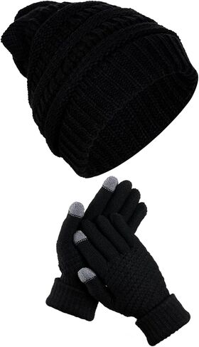 choyaxo Fleece Knitted Hat Gloves Set Beanie and Gloves for Women Men Gifts in Saudi Arabia