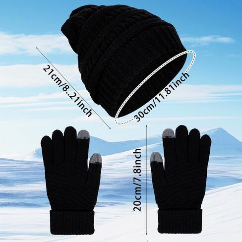 choyaxo Fleece Knitted Hat Gloves Set Beanie and Gloves for Women Men Gifts in Saudi Arabia