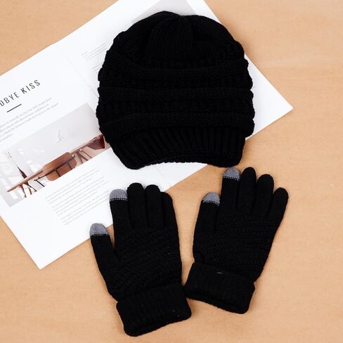 choyaxo Fleece Knitted Hat Gloves Set Beanie and Gloves for Women Men Gifts in Saudi Arabia