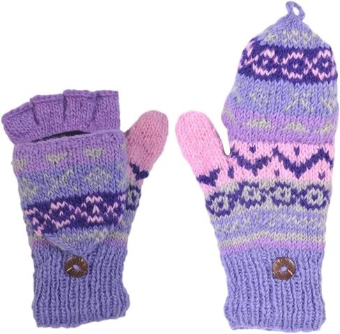 THE COLLECTION ROYAL Fingerless Fleece Lined Hand Knitted Cozy Woolen Fingerless Convertible Mitten Gloves in Saudi Arabia