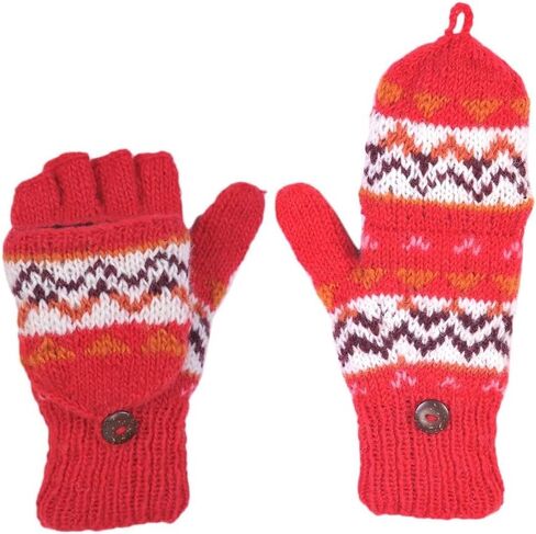THE COLLECTION ROYAL Fingerless Fleece Lined Hand Knitted Cozy Woolen Fingerless Convertible Mitten Gloves in Saudi Arabia