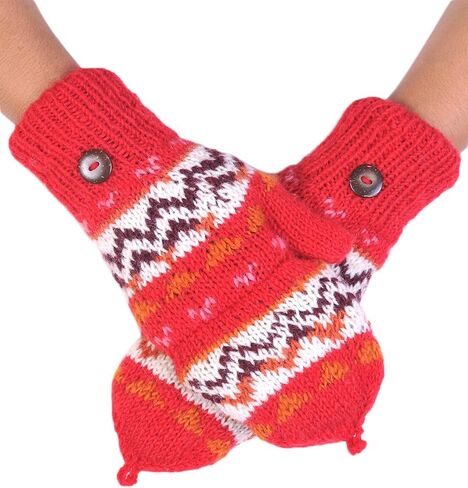 THE COLLECTION ROYAL Fingerless Fleece Lined Hand Knitted Cozy Woolen Fingerless Convertible Mitten Gloves in Saudi Arabia