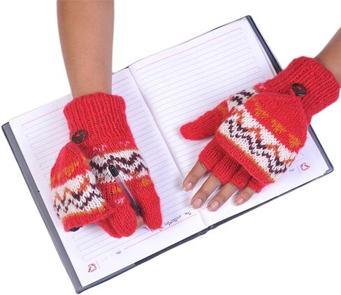 THE COLLECTION ROYAL Fingerless Fleece Lined Hand Knitted Cozy Woolen Fingerless Convertible Mitten Gloves in Saudi Arabia